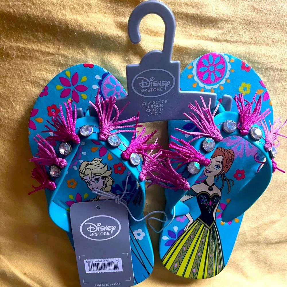 NWT Disney Frozen Blue Sandals with Fringe & Rhinestone in toddler size 9